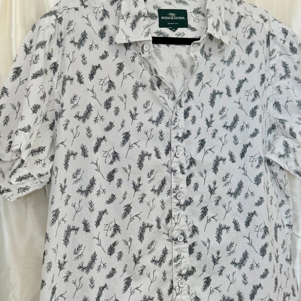 Rodd & Gunn Men’s | Button-Up Shirt White Black Botanical Print | Size XL - Picture 4 of 4